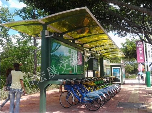惠州公共自行车亭棚安装完毕实景图